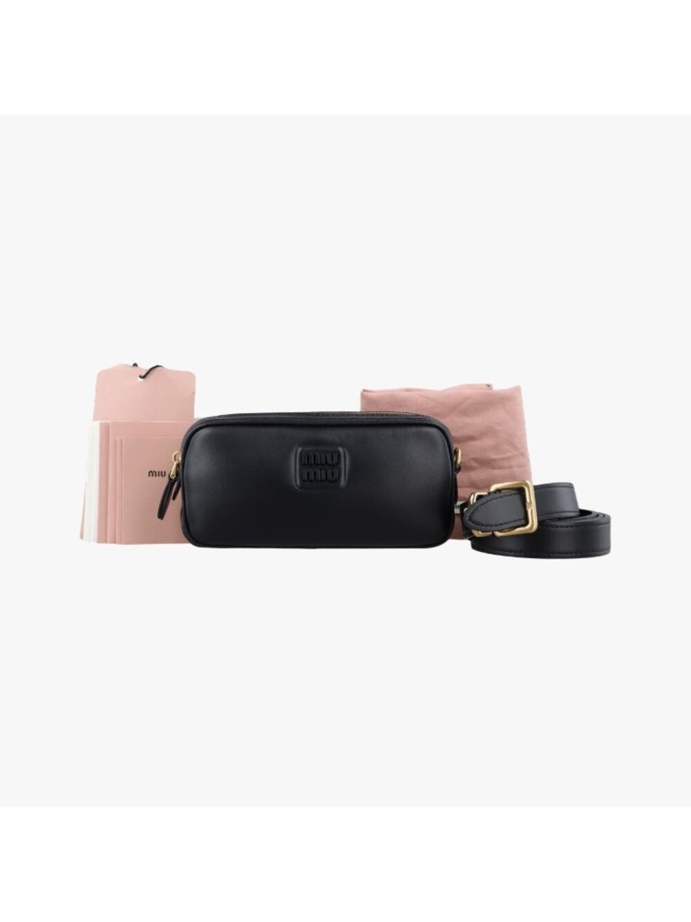 Miu Miu Logo Black Leather Handbag